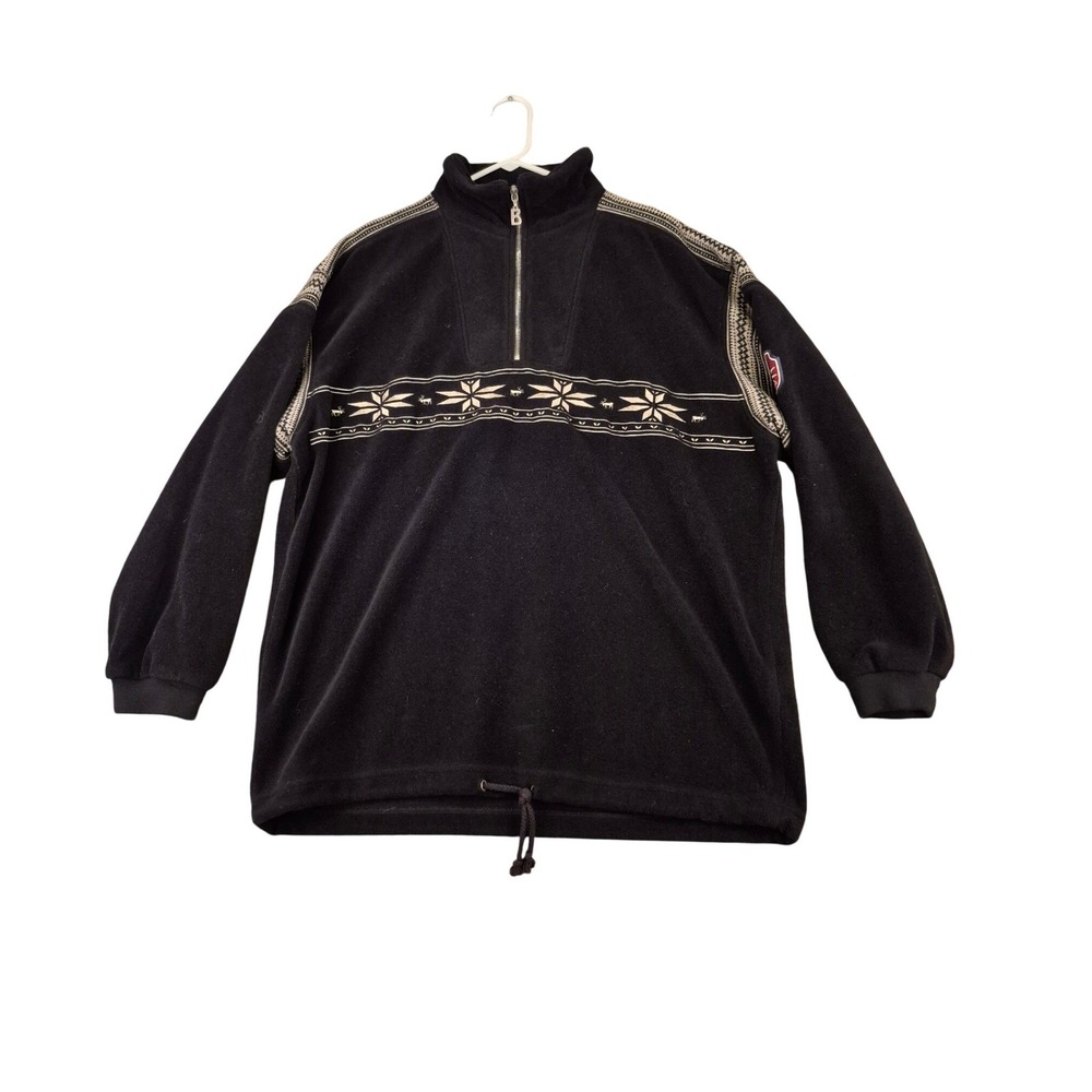 Bogner Christiania Mens Fleece Quarter Zip Pullover Black Weave Nordic Large USA